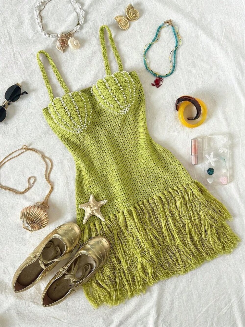 Green Casual Women's Bustier Tassel Hem Spaghetti Strap Bodycon Mini Dress - Picture 3 of 7